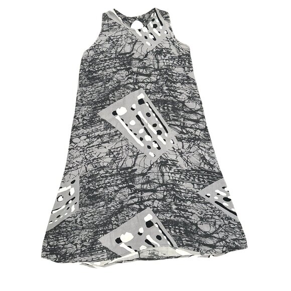 CCC Sleeveless A Line Gray Abstract Art Print Maxi Dress With Keyhole Back Small - Picture 5 of 6